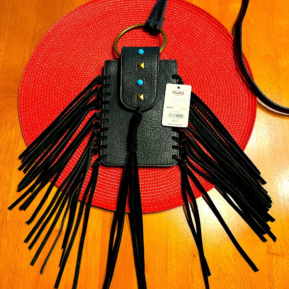MUDD Studded Cell Phone Crossbody Bag Black All New with Tag